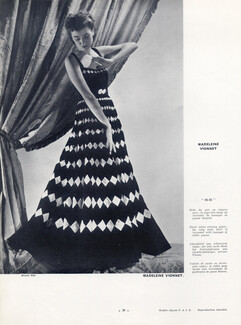 Madeleine Vionnet 1938 Studio Dax, Black Velvet Evening Gown