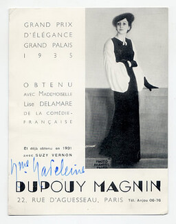 Dupouy Magnin 1936 Lise Delamare, Invitation Card