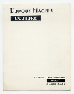 Dupouy Magnin 1930s Invitation Cards, Leaflet
