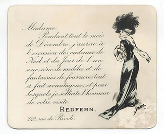 Redfern (Couture) 1920s Invitation Card, Etienne Drian