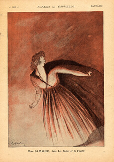 Cappiello 1918 Mrs Simone, "Les Butors et la Finette" Caricature