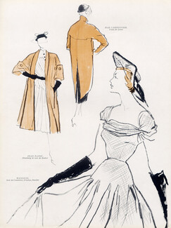 Pierre Simon 1951 Mad Carpentier, Jean Patou, Lucile Manguin, Summer Dress, Coat