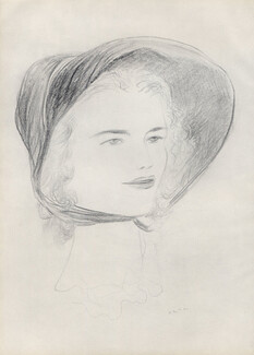 Marcel Vertès 1937 "Bonnets" Miss Edwina Hecht, Hats, 2 pages