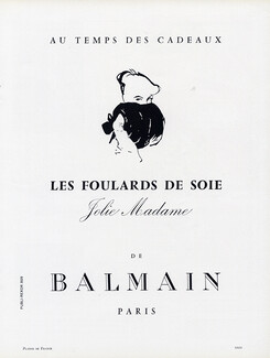 Pierre Balmain 1958 Jolie Madame Silk Scarf, René Gruau