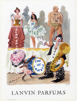 Lanvin (Perfumes) 1956 Circus, Clown, Guillaume Gillet, Scandal, My Sin, Rumeur, Arpège...