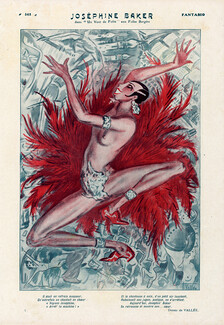 Armand Vallée 1927 Josephine Baker, Folies Bergère, Feathers Costumes, Sexy Chorus Girl