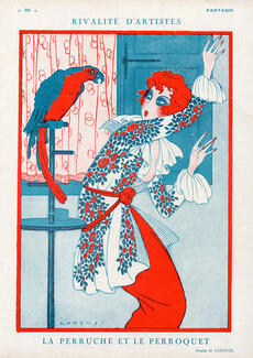 Fabius Lorenzi 1930 Rivalité D'artistes, Parakeet & Parrot Art Deco Style