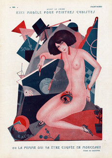 Sacha Zaliouk 1925 Kiki De Montparnasse, Cubism Style, Nude