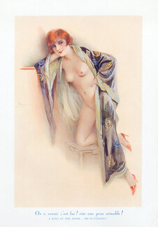 Suzanne Meunier 1927 On a sonné, c'est lui ! Vite une pose aimable ! Dressing Gown, Nude