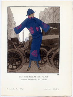 Les Embarras de Paris, 1920 - André Édouard Marty, Manteau d'après-midi de Doeuillet. La Gazette du Bon Ton, n°9 — Planche 69
