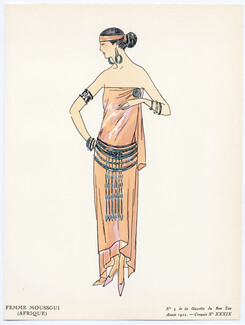Femme Moussgui (Afrique), 1922 - Soeurs David. La Gazette du Bon Ton, n°5 — Croquis N°XXXIX