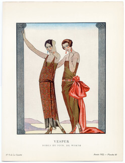 Vesper, 1922 - George Barbier, Robes du soir de Worth. La Gazette du Bon Ton, n°8 — Planche 60