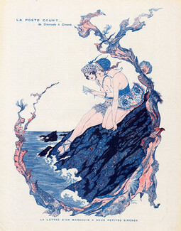 Armand Vallée 1916 Les deux petites sirènes, Bathing Beauty Topless