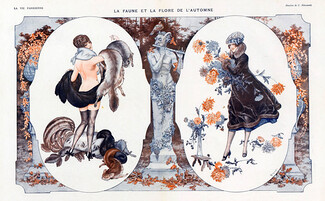 Hérouard 1916 Sexy Nude Fox Fur Stockings Elegant Parisienne Autumn