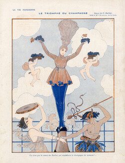 George Barbier 1916 Drawing dedicated to Musidora, Scala, Champagne