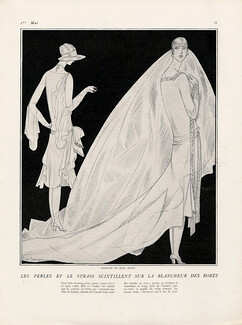 Jean Patou 1926 Bandes de perles et Strass, Wedding Dress, Georges Lepape