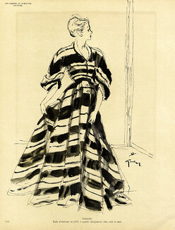 Paquin 1947 Gruau Fashion Illustration Evening Gown