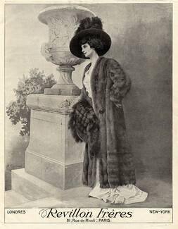 Revillon 1909 Ehrmann Fur Coat Fashion Photography