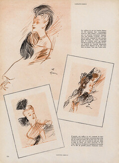 Caroline Reboux 1946 Gruau Hats Fashion Illustration