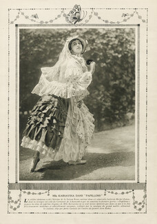 Tamara Karsavina 1914 Russian Dancer, Costume by Léon Bakst, Ballet "Papillons"