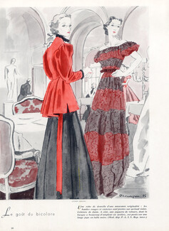 Lucien Lelong 1936 Pierre Mourgue, Fashion Illustration