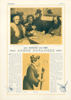 André Devambez - Les Meneurs du Rire, 1910 - Les Ratés, L'ouvreuse, Les joies du Bal, Une rue de Paris sous la commune, La charge Bld Montmartre..., Text by Valmy-Baysse, 3 pages