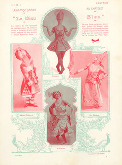 Nijinsky, Fedorow, Karsavina, De Nelidow 1912 "Le Dieu Bleu" Russian Ballet