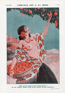René Giffey 1932 Spanish woman picking oranges topless