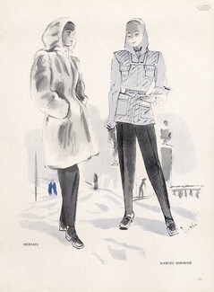 Hermès (Couture) 1946 André Delfau, Fur Coat