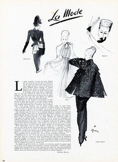 La Mode, 1945 - René Gruau French Fashion has taken off, Balenciaga, Grès, Lucien Lelong, Texte par Martine Rénier