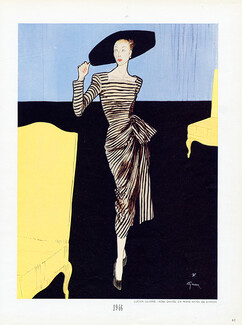 René Gruau 1946 Lucien Lelong, Evening Gown