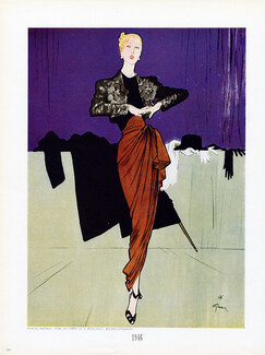 René Gruau 1946 Marcel Rochas, Evening Gown