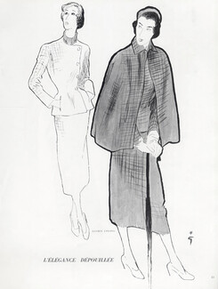 René Gruau 1947 Lucien Lelong, Jeanne Lanvin, Maggy Rouff
