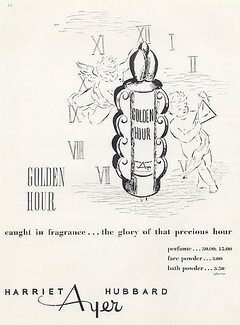Harriet Hubbard Ayer (Perfumes Cosmetics) 1946 "Golden Hour"