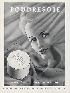 Laboratoires BMG Poudresoie (Cosmetics) 1947 S. Baudouin