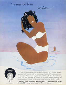 L'Oréal (Cosmetics) 1949 Oréol Hairstyle, Swimmer Bathing Beauty