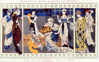 Paul Meras 1913 Paquin (Dresses) Camille Roger (Hats) & Hellstern (Cothurnes) Léon Bakst Style
