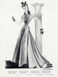 Balenciaga (Couture) 1939 Evening Gown, Schompré, Pierre Besson (Fabric)