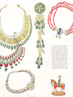 Bijoux des Indes, 1938 - Cartier Jeanne Toussaint, Lady Mendl (photo), Indian Pendant Clip, Coco Chanel Necklace Ruby and Emerald, E. Lindner, Text by Robert Linzeler, 2 pages