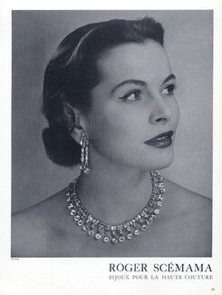 Roger Scémama (Jewels) 1950 Necklace, Earrings, Philippe Pottier