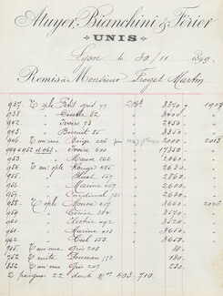 Atuyer, Bianchini & Férier 1899 Work Order to Froget Martin