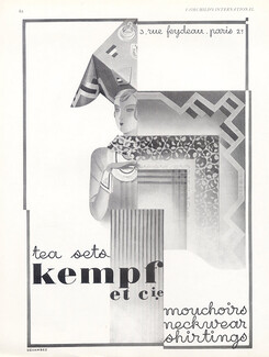 Kempf & Ci° (Fabric) 1929 Tea Sets, Handkerchiefs