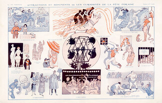 Henri Avelot 1924 "Les Curiosités de la Fête Foraine" Carnival, Merry-go-round Carousel