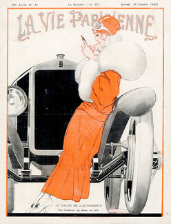 René Vincent 1922, Au Salon de l'Auto... Elegant Parisienne, Making-up