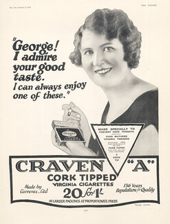 Craven "A" (Cigarettes, Tobacco Smoking) 1925