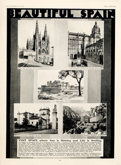 Spanish Office 1931 Travel in Spain... Burgos Cathedral, Salamanca University, Coca Castle, Elsedo Palace, Monastery of Montserrat