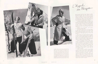L'Appel des Neiges, 1934 - Sportswear Madeleine de Rauch, Véra Boréa, Knizé, Jacques Heim, Hermès, Bessé, De Nargonoff Photo Horst, 4 pages