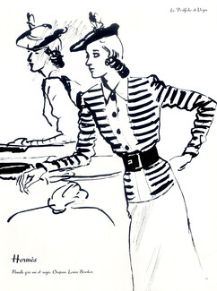 Hermès & Louise Bourbon 1938 Flanelle gris uni et rayé, Jean Pagès