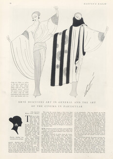 Erté discusses art in general and the art of the cinema in particular, 1922 - Erté Evening Gowns, Fan, Saint Valentine's Charming Day, Text by Erté, 4 pages