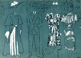 Marcelle Chaumont 1946 Summer Dresses, Benito Fashion Illustration